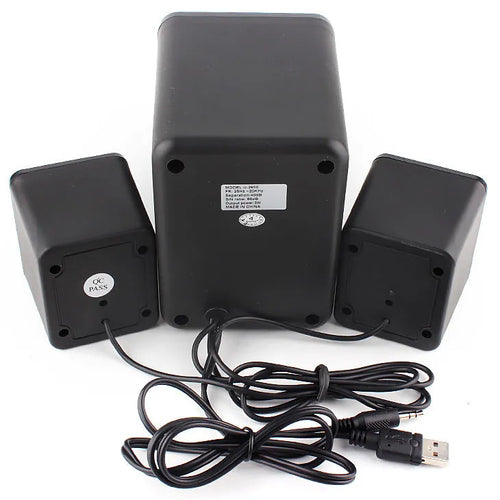 Green 2.1 USB computer speaker with glowing colourful lights and dual connectivity ports