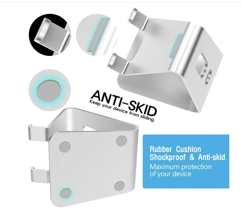 Universal Phone Buddy metal aluminium alloy stand holding a tablet in hands-free viewing