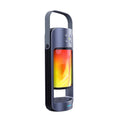 Portable Bluetooth speaker with warm yellow dancing flame light showing realistic campfire effect