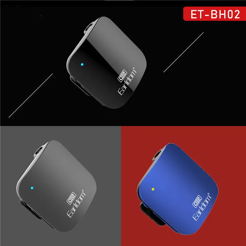 A black Bluetooth lavalier headset worn around the neck with a single earpiece, showing wireless design.