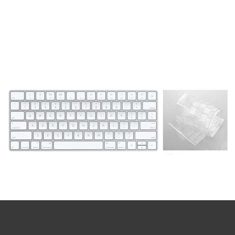 Apple ultra-thin metal Bluetooth wireless keyboard in white on a desk.