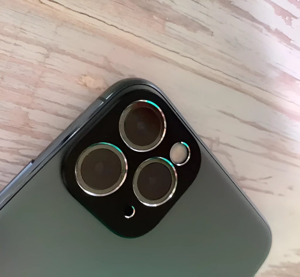 Metal lens protection ring for Apple iPhone 11 and iPhone 11 Pro camera in various colours.