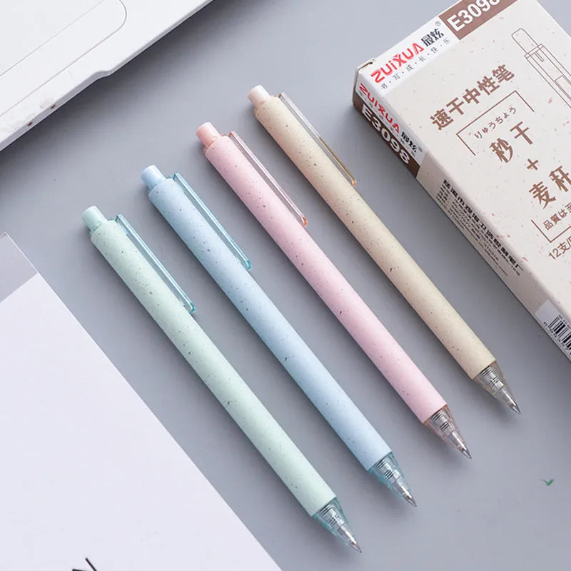 Jinqi push-type gel pen 0.5mm black ink with retractable tip on white background
