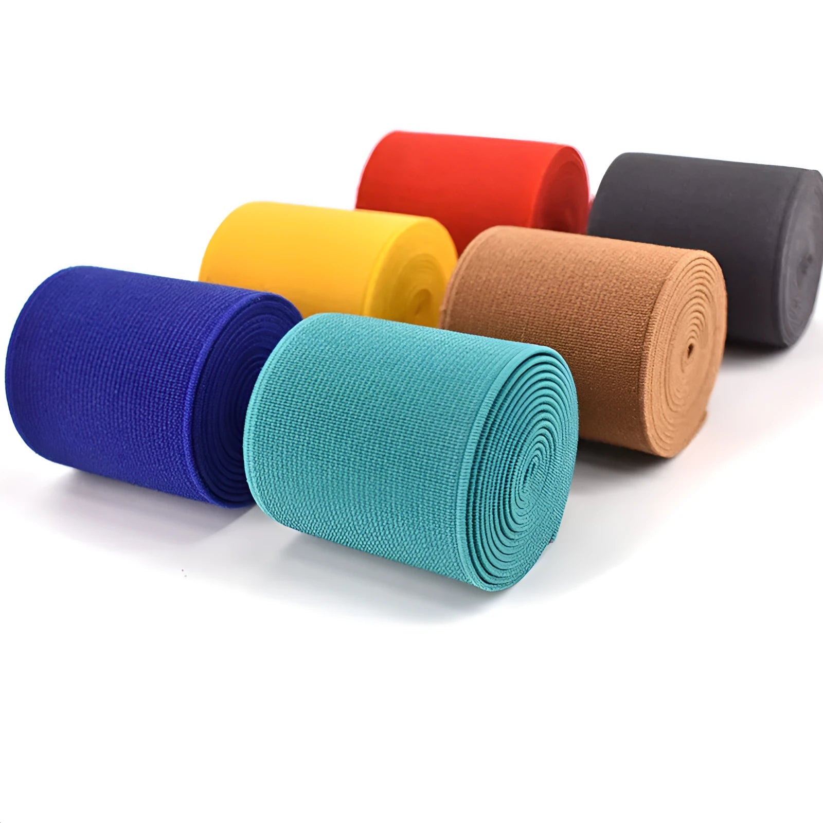5cm wide colour elastic rubber band with imported silk covering, available in multiple colours