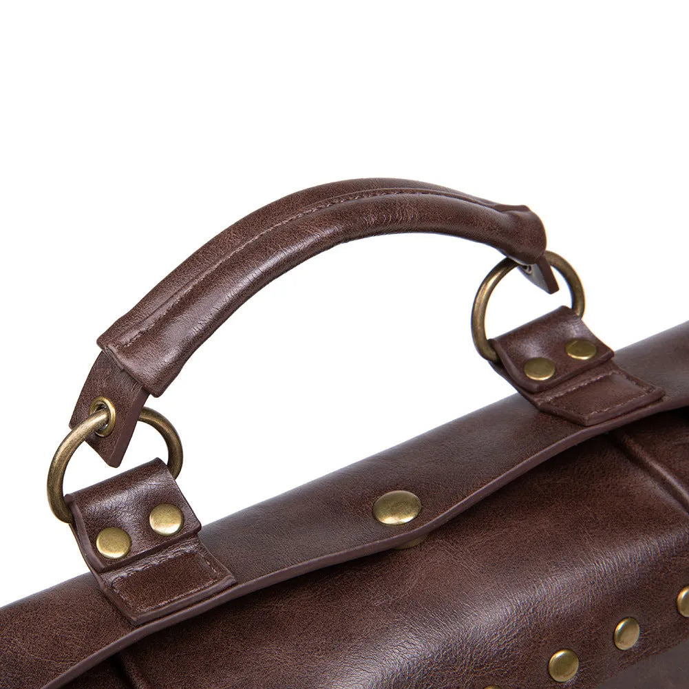 Bronze steampunk industrial retro style PU leather shoulder bag with pillow bag shape