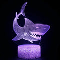 Shark-shaped 3D LED table lamp on a square black base with remote control