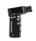 Multi-functional smart guitar tuner with string winder 2-in-1 tool, black and white, with colour LCD display showing tuning status