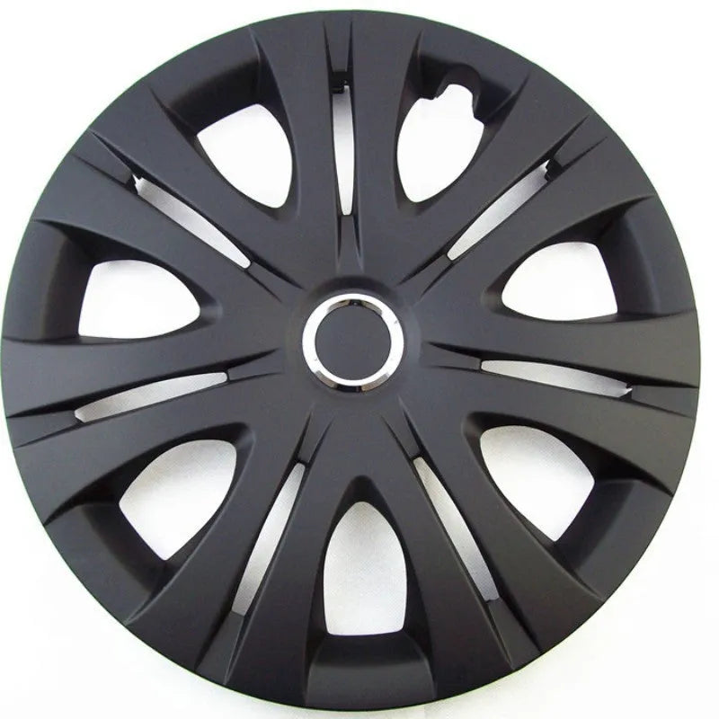 Universal monochrome ABS wheel hub cover for car in silver, black or electroplating finish.