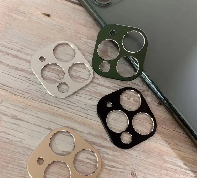 Metal lens protection ring for Apple iPhone 11 and iPhone 11 Pro camera in various colours.