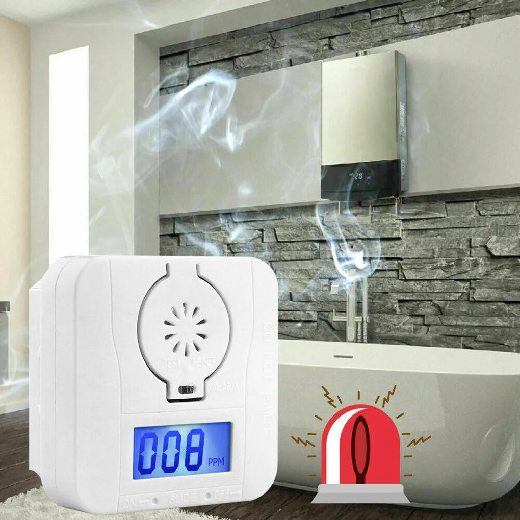 White wireless carbon monoxide alarm unit designed for wall mounting in kitchens and bathrooms