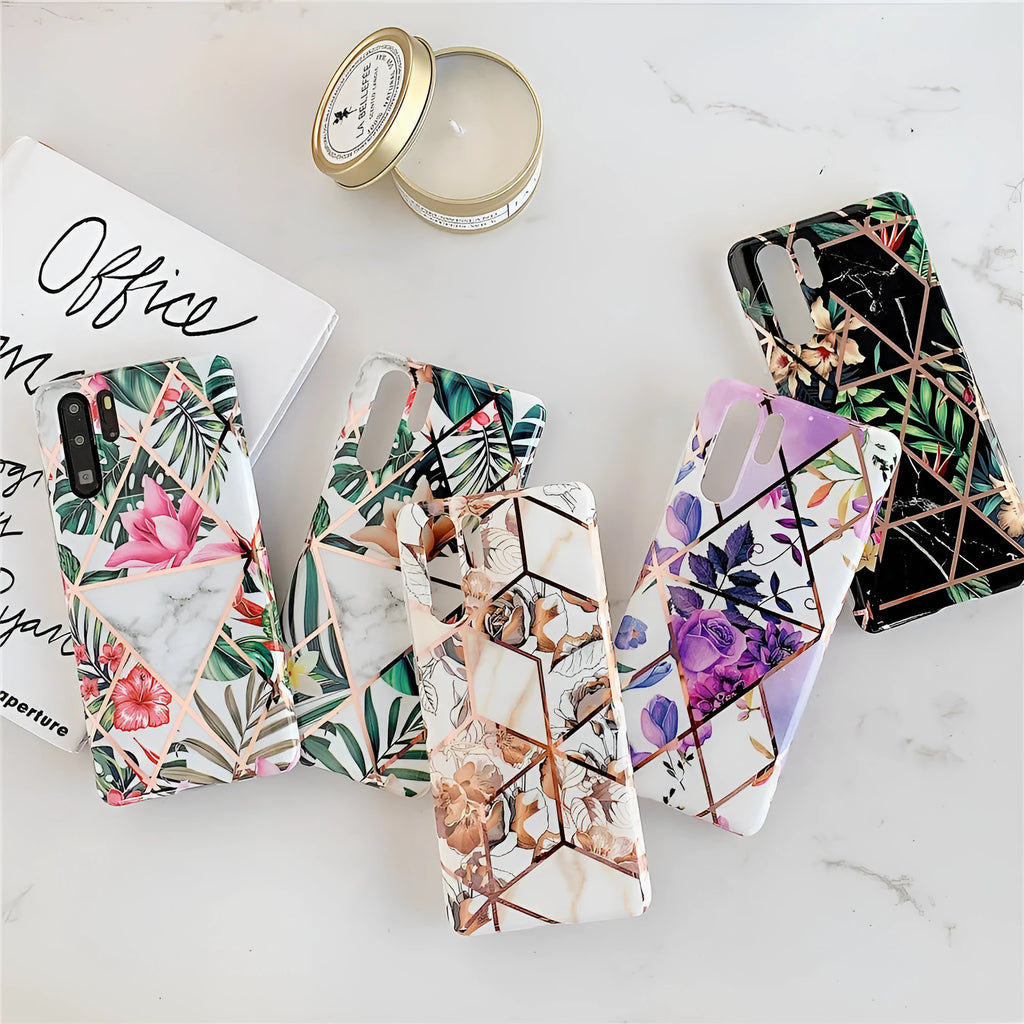 Flower lattice floral TPU+PC phone case back cover for Huawei Mate20 P30