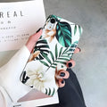 Retro floral banana leaf TPU phone case compatible with iPhone XR, back cover in flower leaves colour