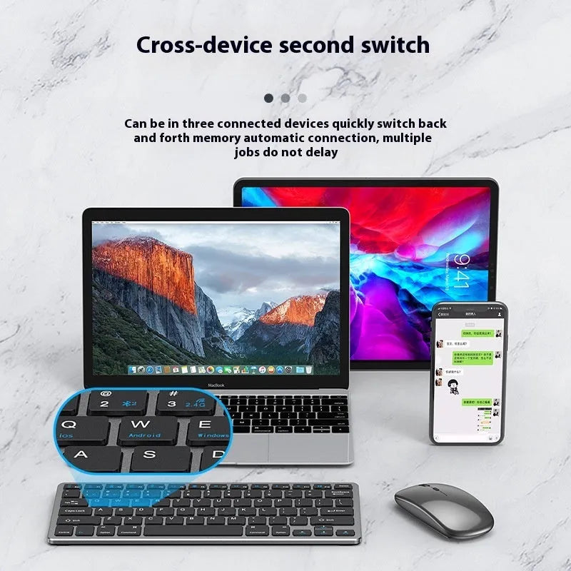Ultra-thin wireless keyboard and mouse combo in black silver gun colours with rechargeable batteries