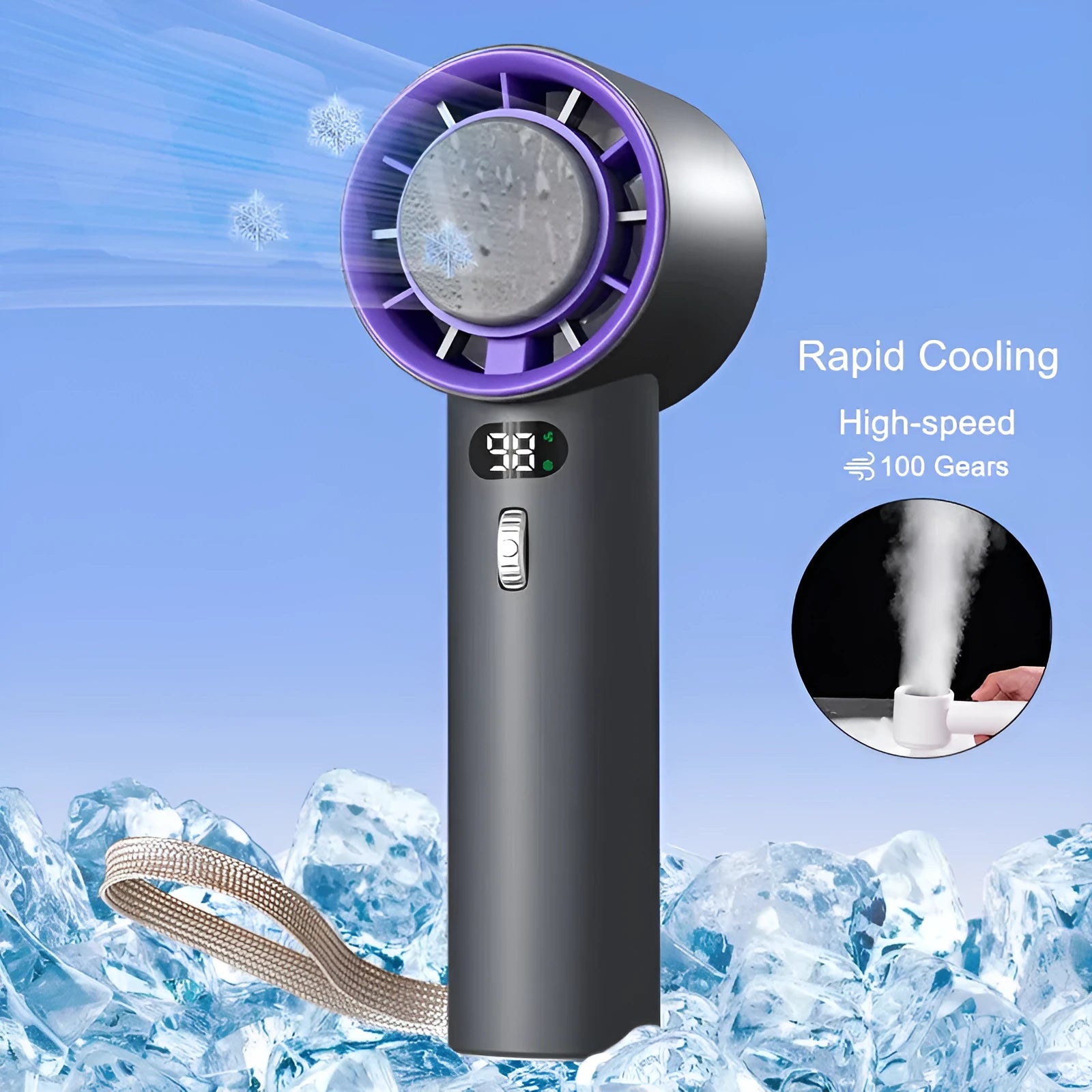 Portable handheld turbo fan with semiconductor refrigeration 3000mAh battery adjustable speed mini personal fan