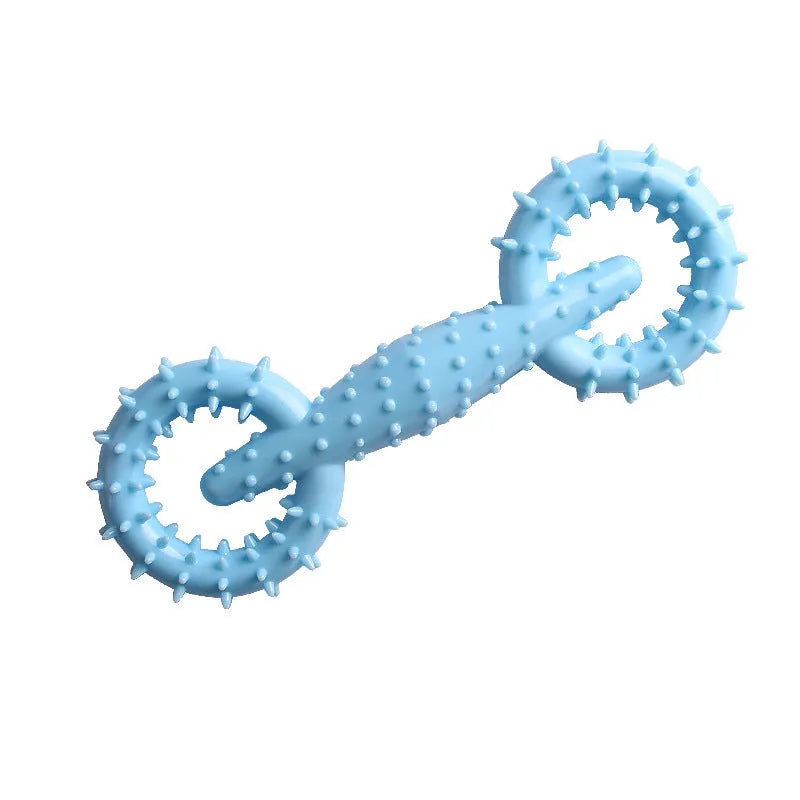 Blue TPR dog chew toy ring measuring 16cm diameter for safe puppy chewing