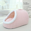 Thickened three-dimensional cat nest macaron double-piece warm pet bed in pink cloth