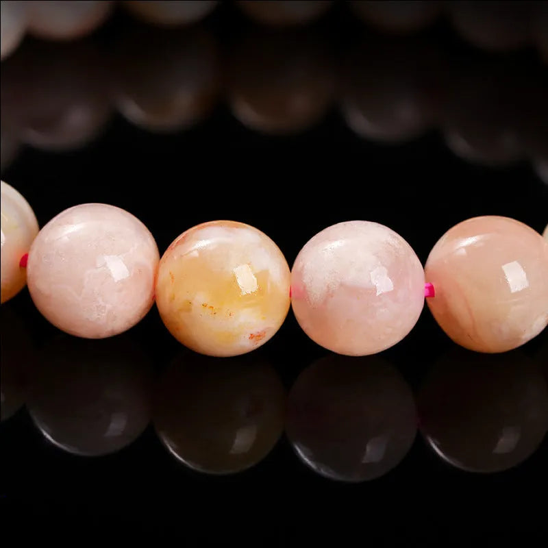 3A natural cherry agate bracelet with round polished beads, sweet style for women