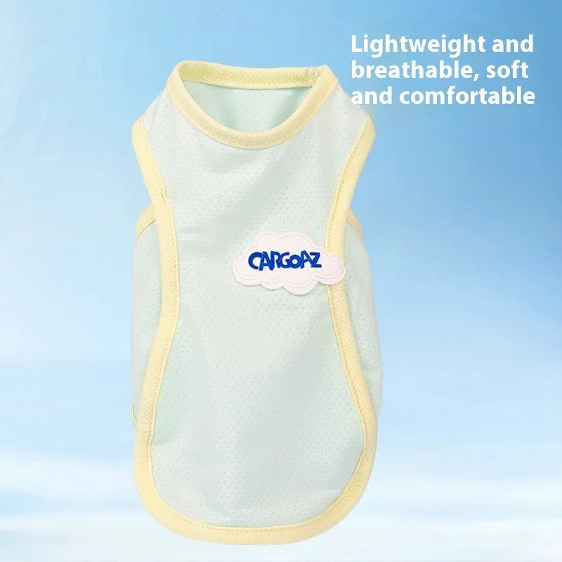 Grass green polyester cat vest summer pet clothing anti-lint design