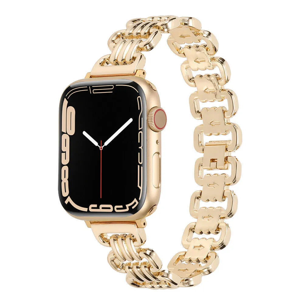 Alloy metal Apple Watch replacement bracelet in silver, black, gold, rose gold and starlight colours for 38mm to 49mm models