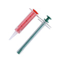 Two silicone-tipped pet pill shooters in different sizes on a white background.