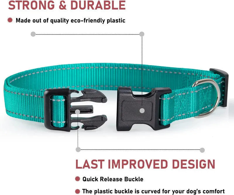 Dog adjustable chest strap dog collar in nylon, available in multiple colours and sizes from XS to XL