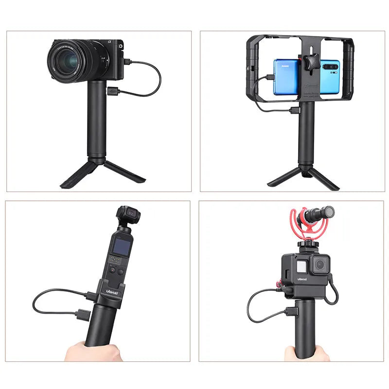 Black aluminium alloy charging treasure handle power bank with integrated grip