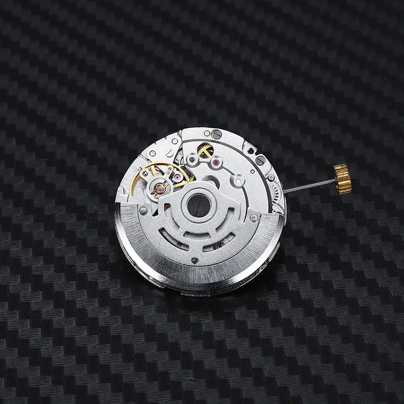8215 automatic movement replacement in stainless steel with 25mm diameter and silver colour on a plain background