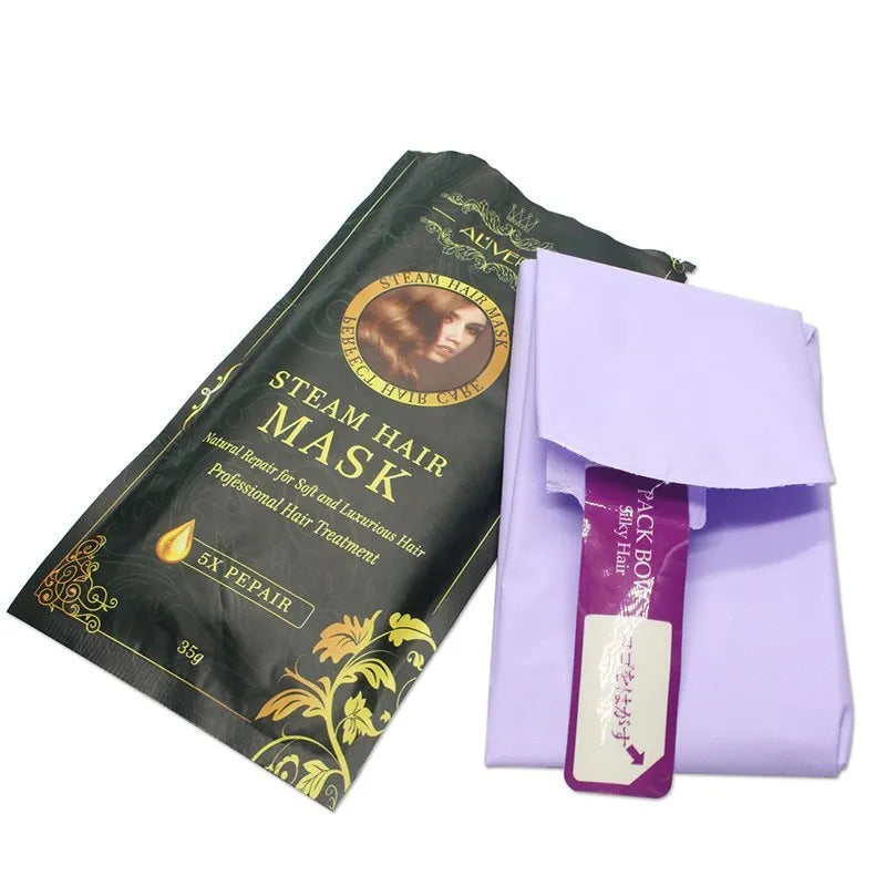 Steam hair mask home treatment with argan oil and collagen for dry damaged hair repair