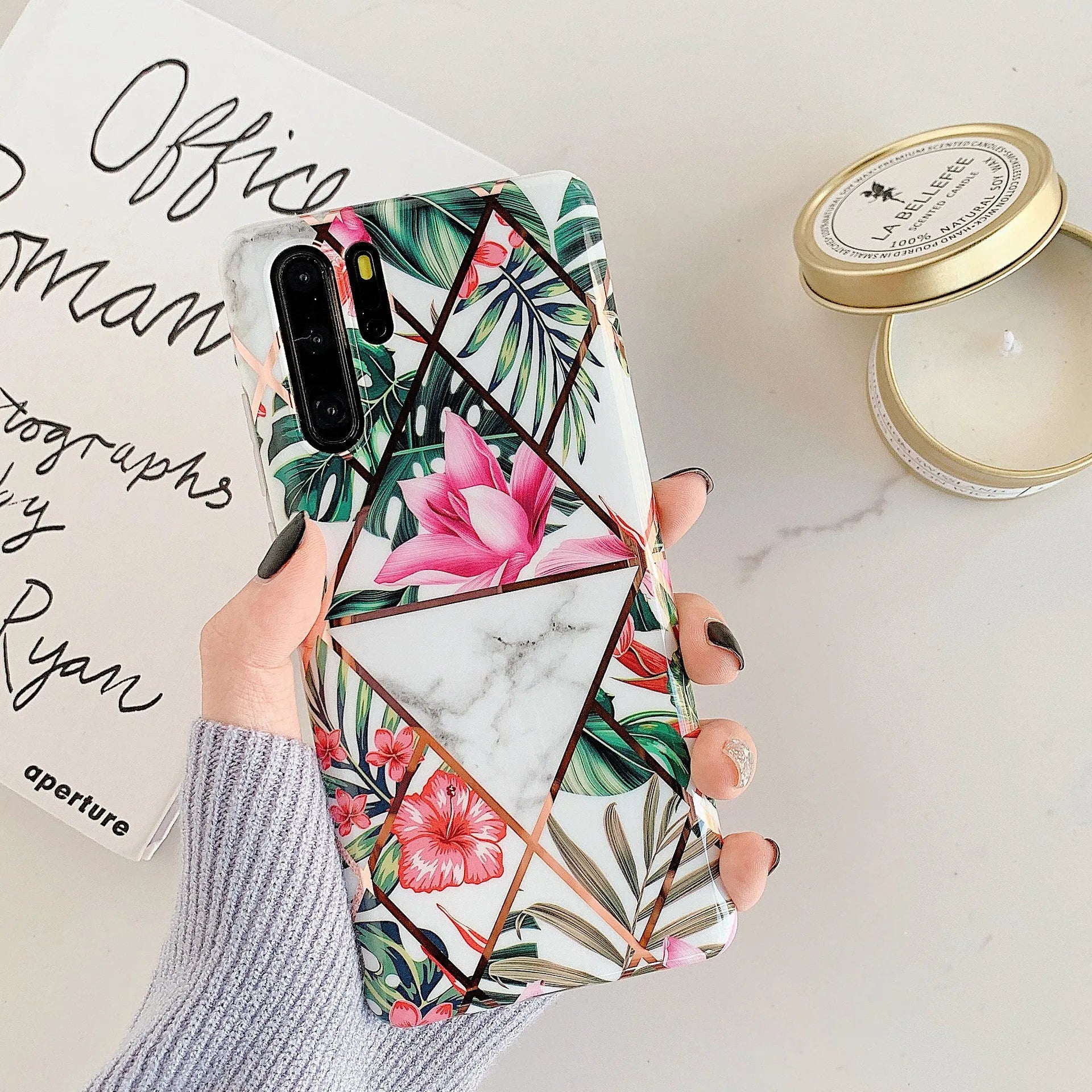 Flower lattice floral TPU+PC phone case back cover for Huawei Mate20 P30