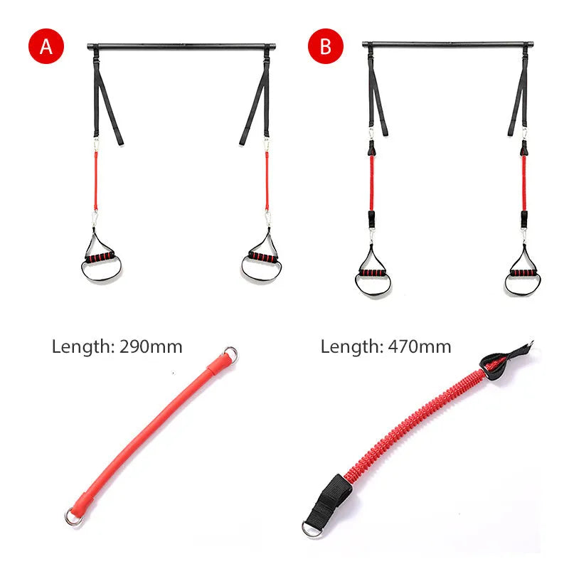Body workout trainer bar with resistance bands, 100cm pole, rubber buckles, A4 colour style for strength training