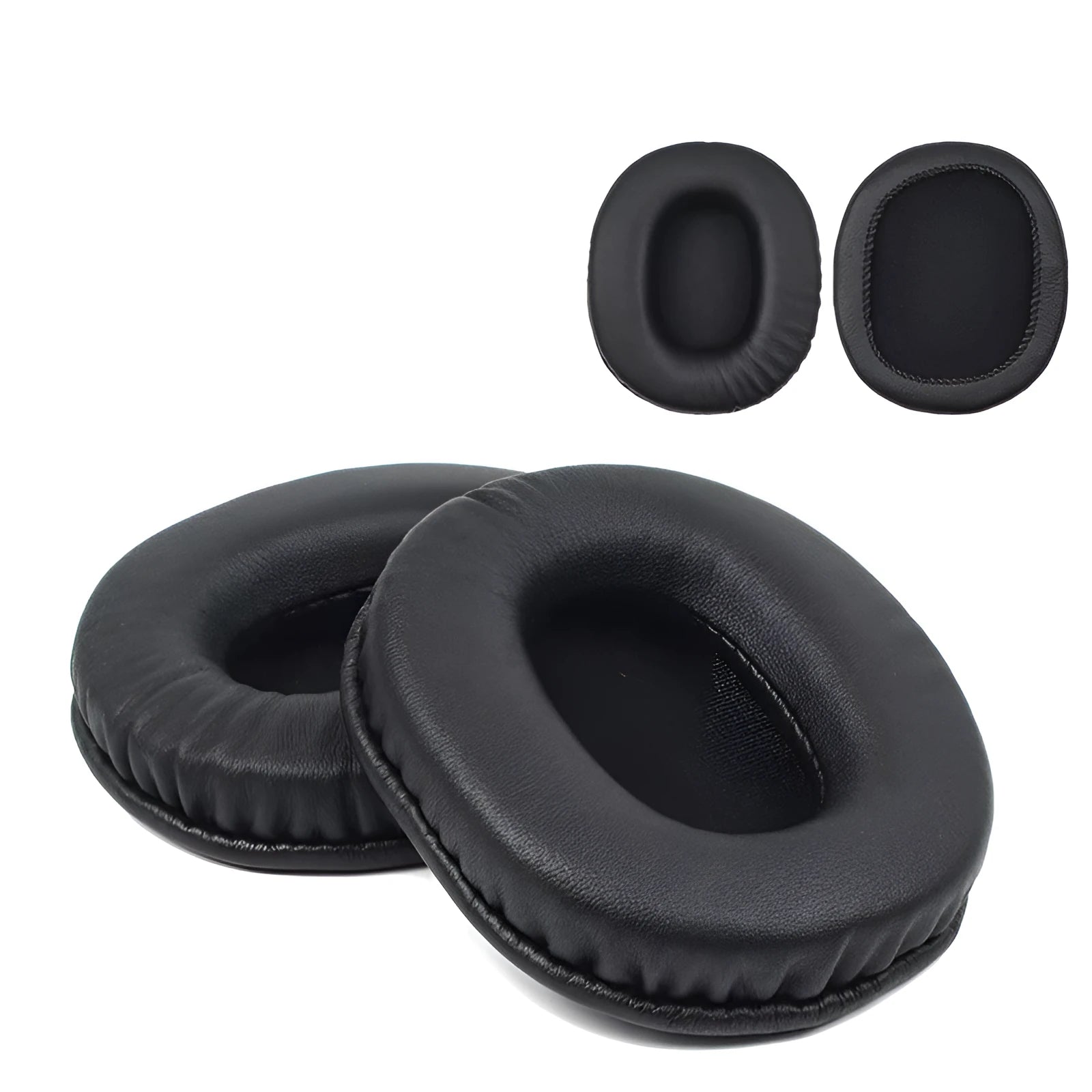 Black soft PU leather replacement ear pads for Sony MDR-1R headphones, shown as a pair.