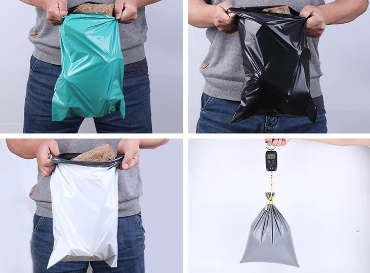 100-pack polyethylene courier bags clothing bag sticker sealing multiple sizes colours black gray green white