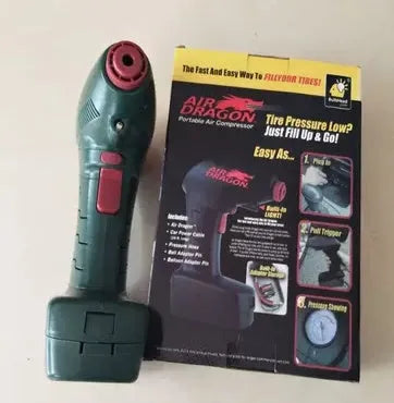 Portable electric car tyre pump with pressure gauge for vehicle maintenance