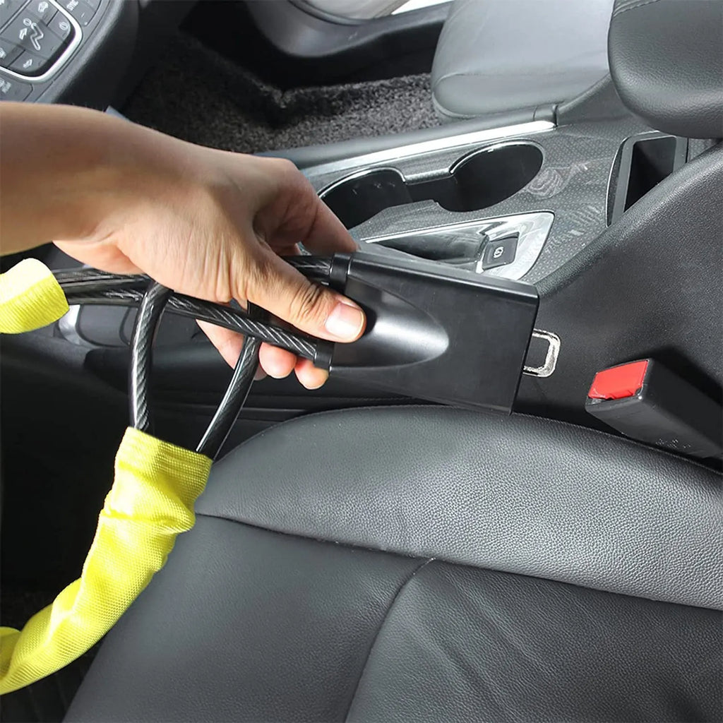 Car steering wheel wire rope lock in red colour with iron construction and copper lock core for GM vehicles