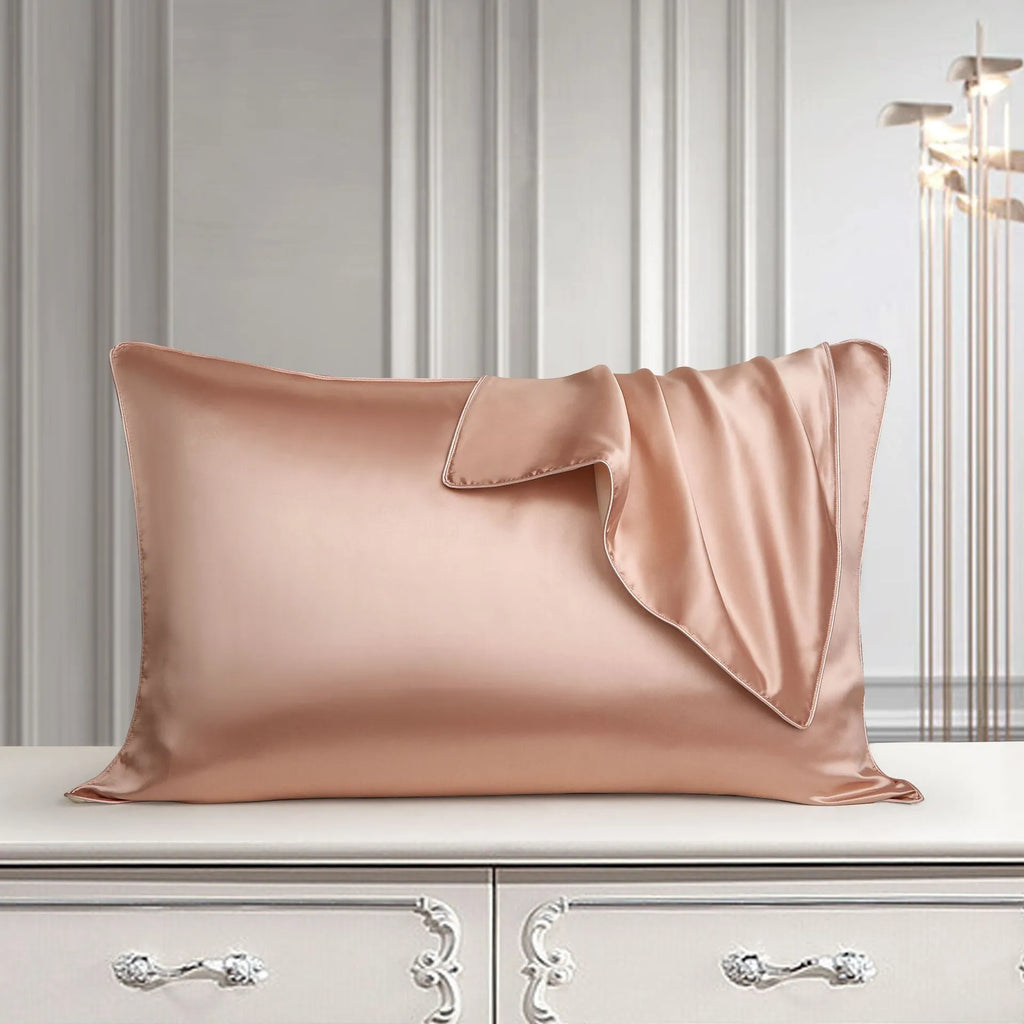 Pure mulberry silk pillowcase in palace luxury style, 48x74cm, inlaid rope edge, reactive printing, available in multiple colours