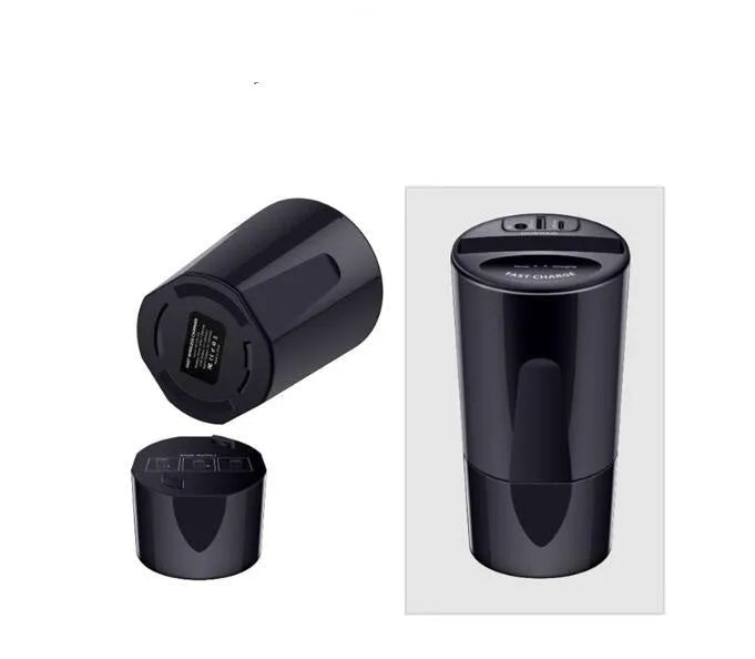 X9 car wireless charging cup in black with LED indicator and QI charging pad