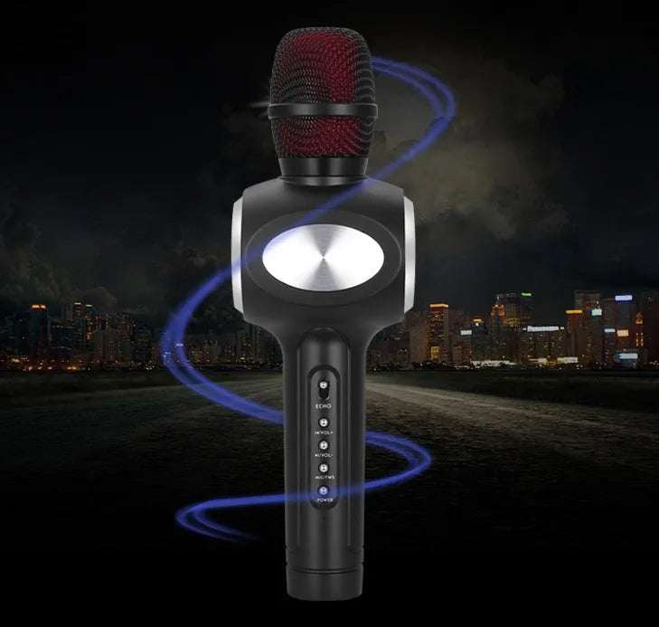 Yaerjia E108 mobile microphone with capacitive pickup and echo reverberation available in black gold and pink colours