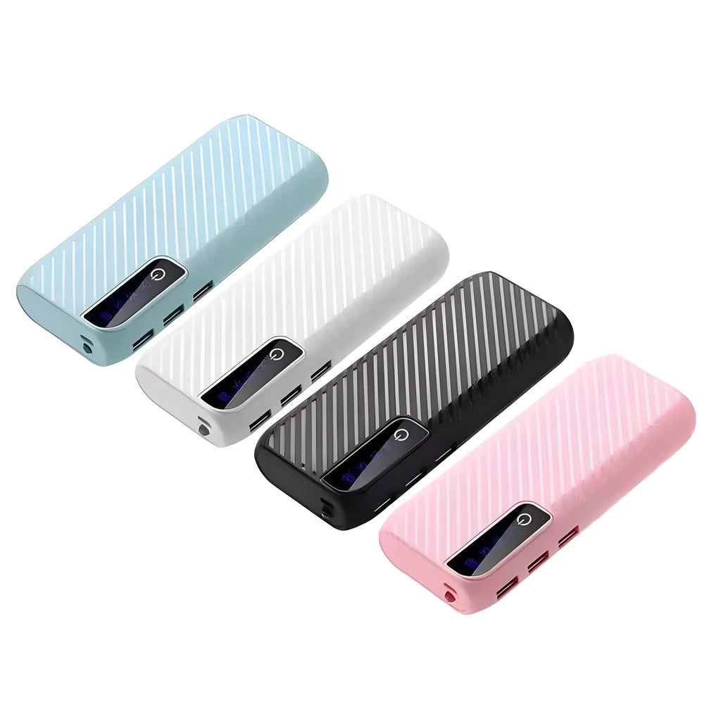20000mAh portable mini power bank in black with compact design and dual USB charging ports