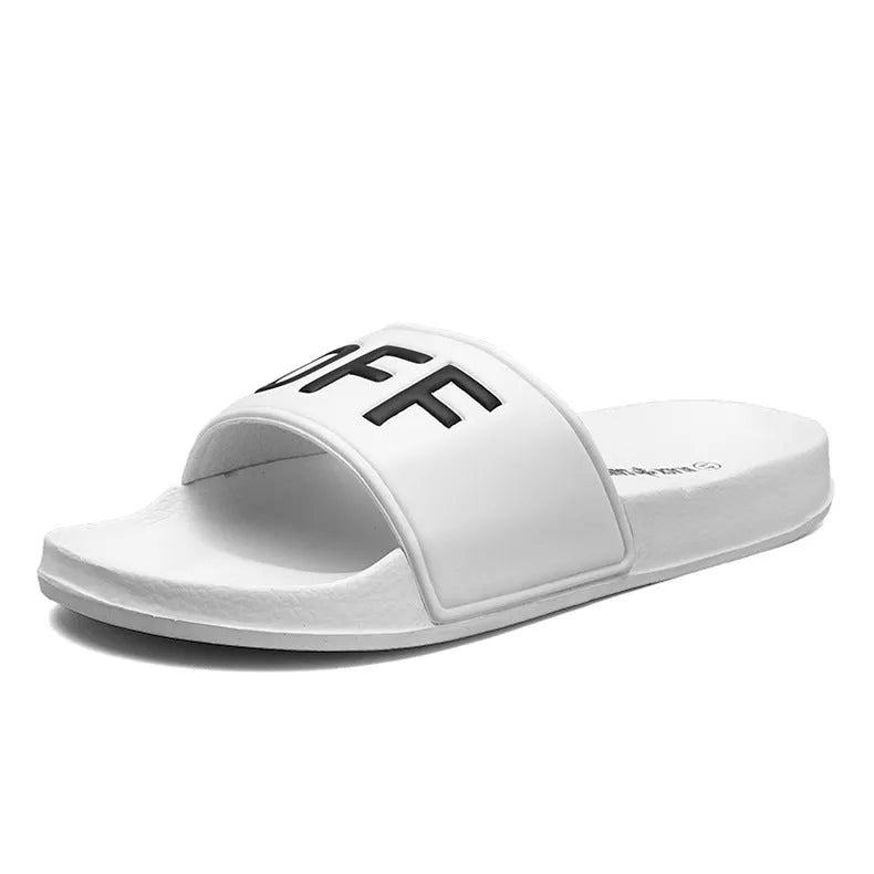 Men's large size open toe slippers with black viscose upper and rubber sole, shown on a white background.