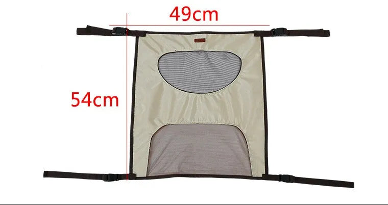 Pet car fence rear seat screen in black, made from nylon cloth and PVC net, 54x49cm size
