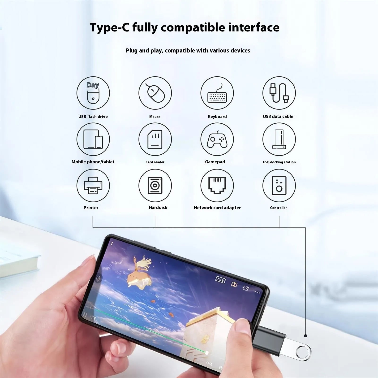 USB data charging converter with zinc alloy shell in metallic champagne gold finish
