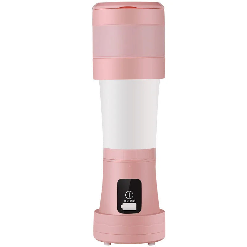 450ml blue portable blender with USB charging, folding design, and 304 stainless steel six-blade cutter head