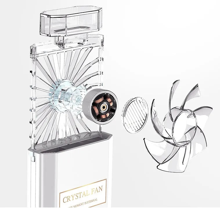 Pink portable perfume fan with 1200mAh rechargeable battery for personal cooling