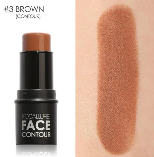 Four shade options of a face contour highlighter makeup product for cheekbone and jawline definition.