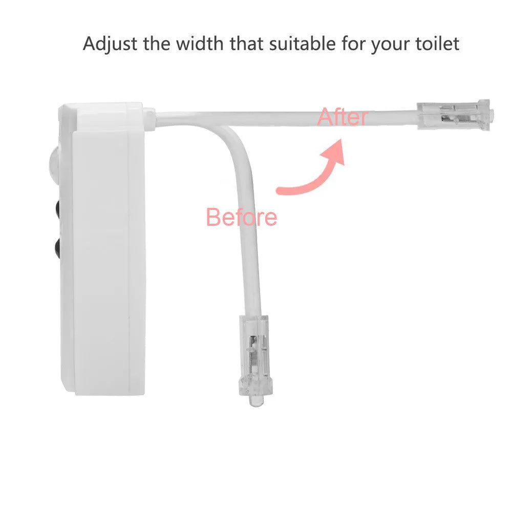 8-color LED toilet light with motion sensor and flexible stick for toilet bowl