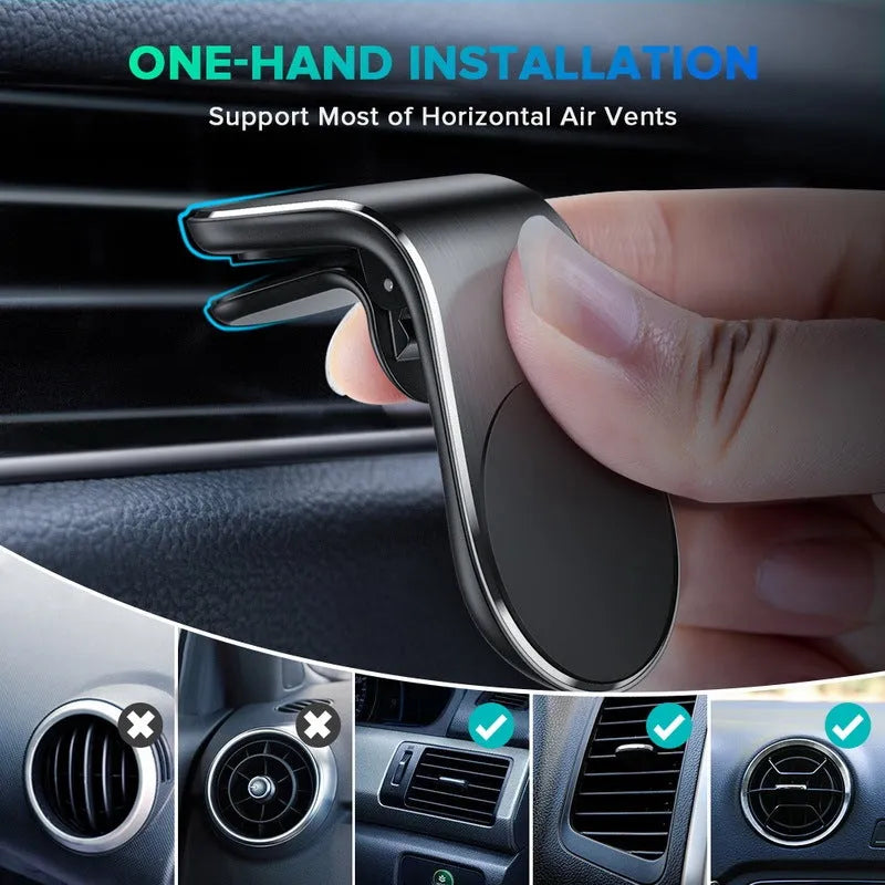 Car bracket for air vent and cigarette lighter outlet, rotatable design, black, gold, silver options, with stickers