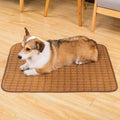 Brown rattan fibre cooling mat for dogs, summer pet bed, available in multiple sizes