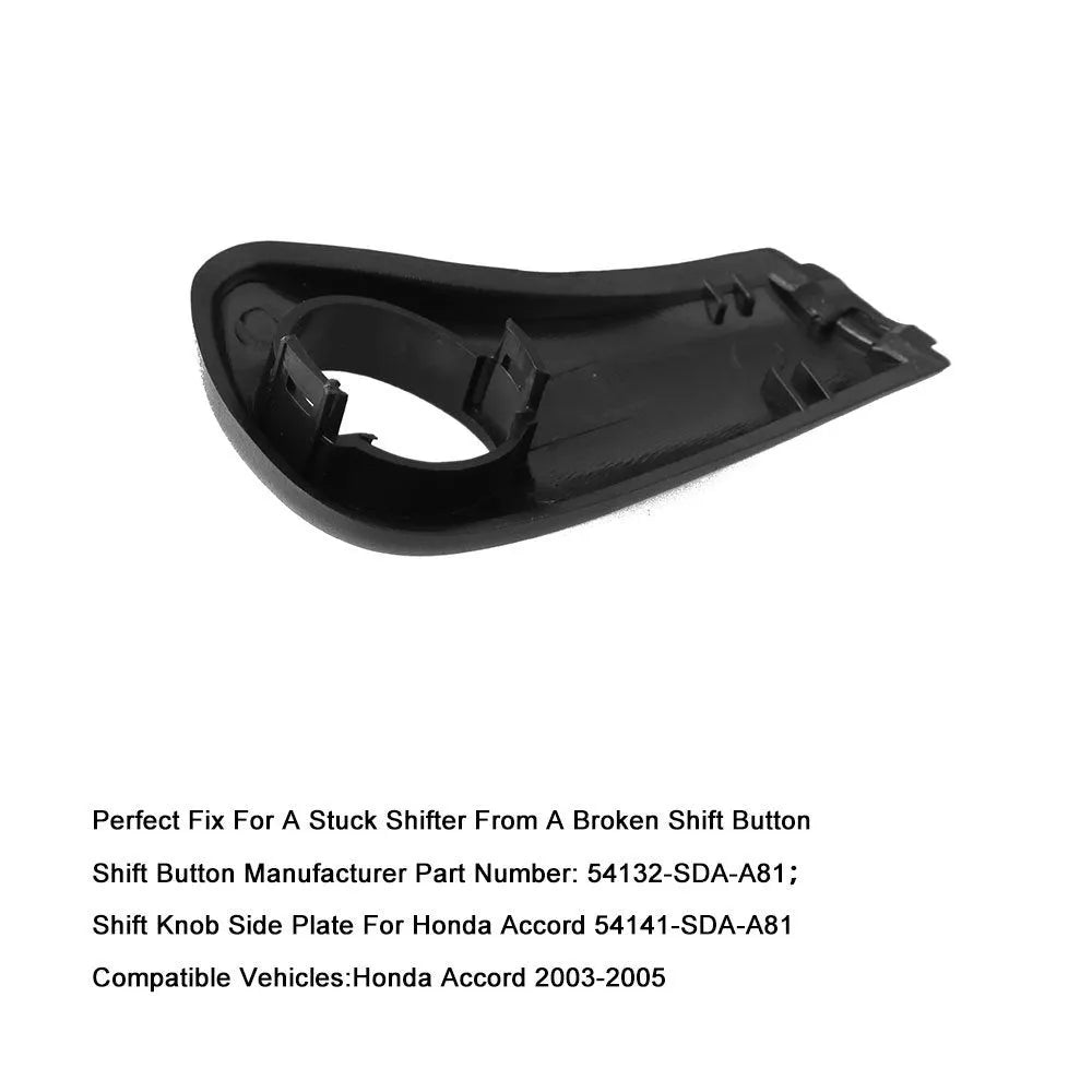 Black plastic ABS gear shift button replacement for Honda Accord 2003-2005 with return spring and side plate