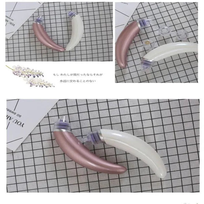 Electric blackhead suction instrument in rose gold or white for facial and nasal pore cleansing.