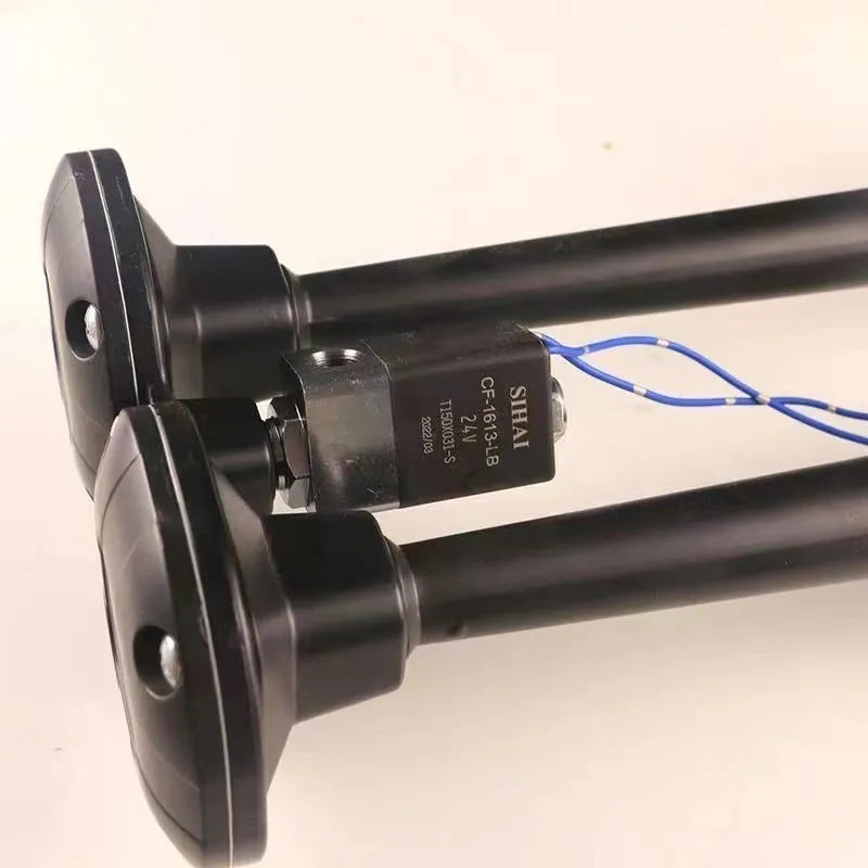Black dual trumpet 300DB super loud air horn and compressor kit for 12V and 24V vehicles.